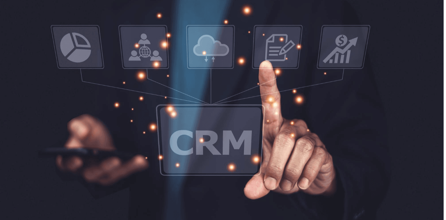 Microsoft Dynamics 365 CRM interface with connected modules