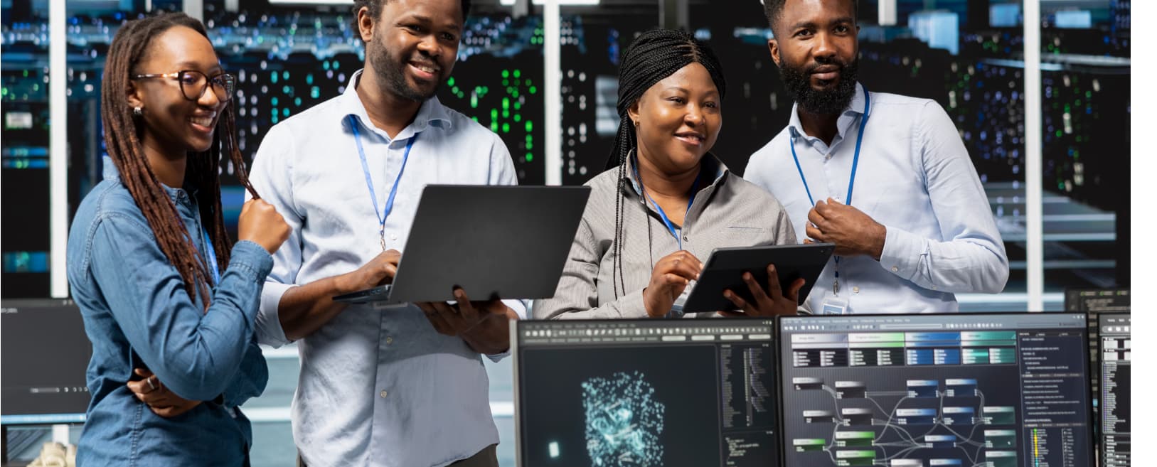 DataposIT infrastructure team collaborating in a data centre environment